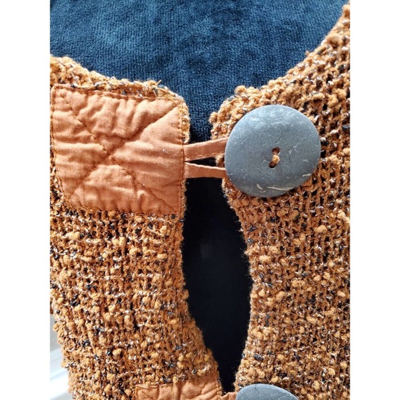 Frazzle Women Brown Cotton Half Sleeve Buttons Front Casual Knit Sweater Size L - Picture 6 of 14